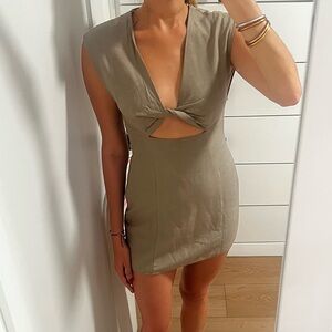 Zara Green Linen Mini Dress